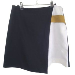 Forever 21 Contemporary Skirt Womens Black Mustard Stripe Size L Back zip